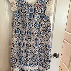 Monique Lhuillier Blue Cap Sleeve Sundress